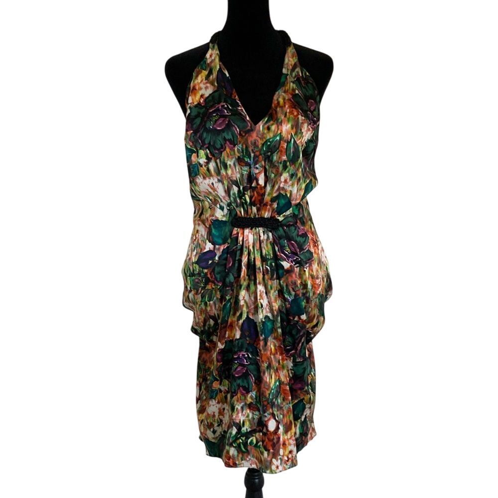 Chloe DAO Womens Silk Virbrant Color Halter Dress Size 8 Evening Special Event